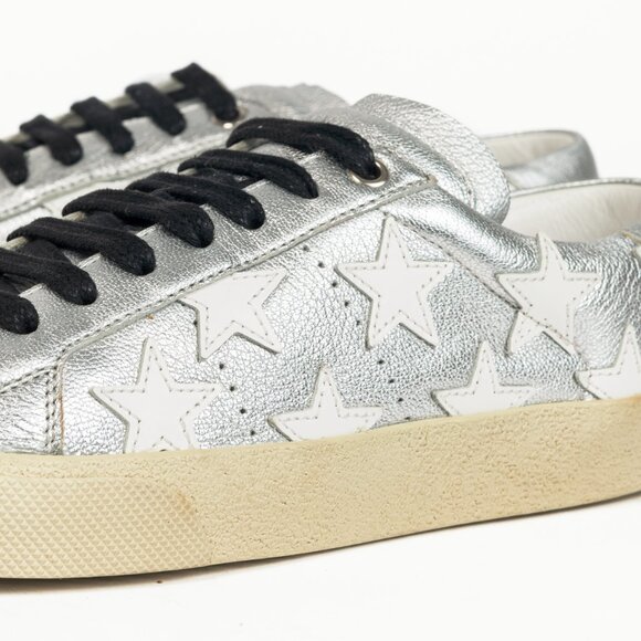 Saint Laurent Court Classic Star Metallic Silver Low-Top Sneakers - Picture 8 of 10